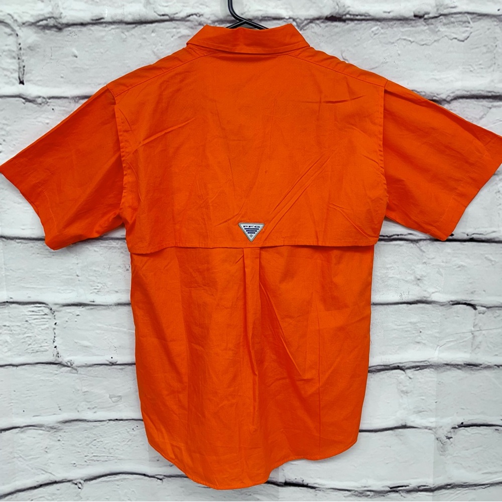 Boys Columbia PFG Fishing Shirt Button Down Orange Clemson Tiger Univers… - Picture 13 of 13